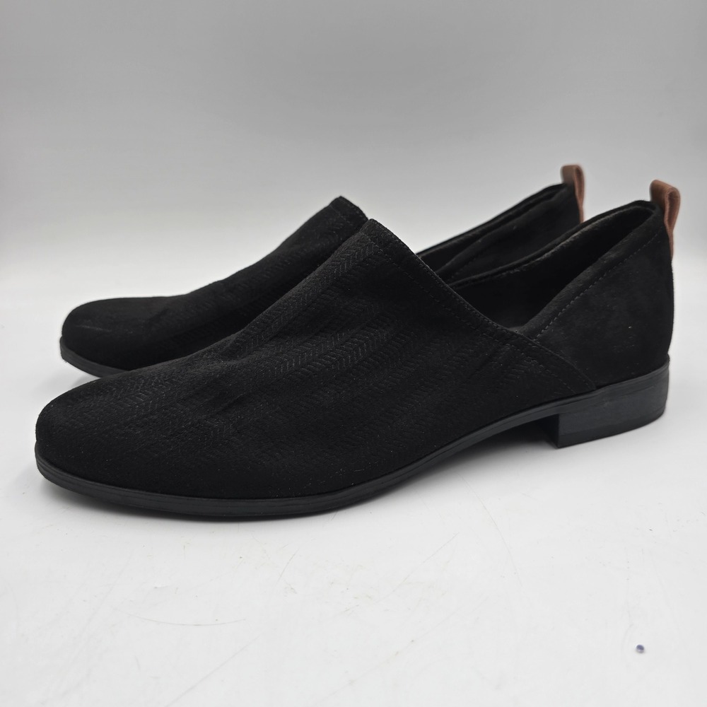 Dr Scholls Slip On Flats Women 9 N? Black Suede Texture Be You Comfort Loafers